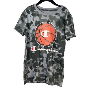 Champion Kids Gray Camo Orange Basketball Short Sleeve Shirt Boys 7 Sporty
